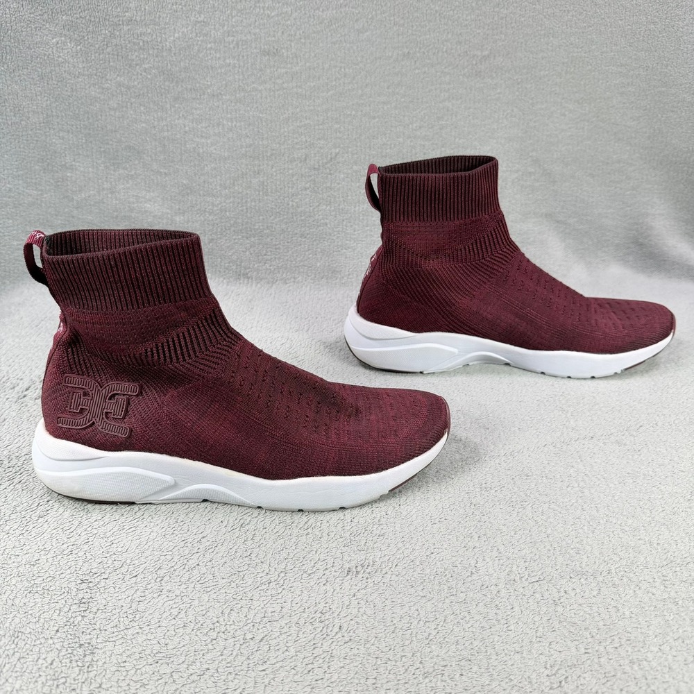 Sam Edelman Womens 7.5 Burgundy Fabric Tara Knit Sock High Top Slip On Sneakers